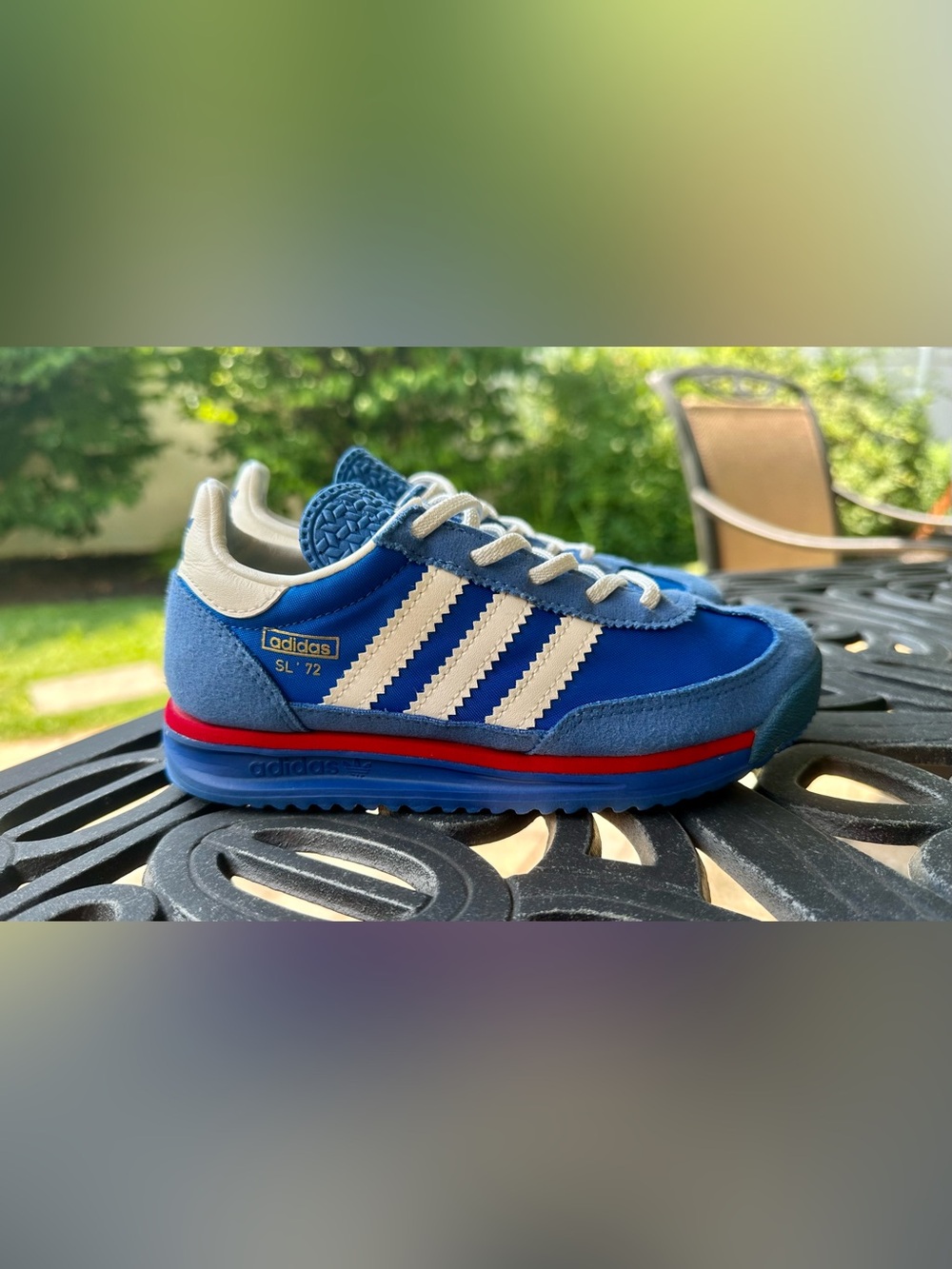 adidas SL '72 Blue and White Retro Runner with Red Accent